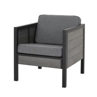 Tomy Outdoor Club Accent Chair Set of 2, Gray Olefin Cushions, Black Iron -BM321319