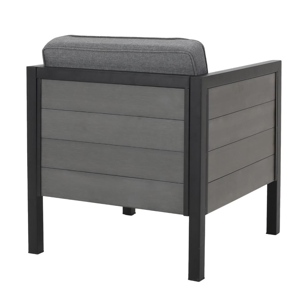 Tomy Outdoor Club Accent Chair Set of 2, Gray Olefin Cushions, Black Iron -BM321319