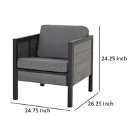 Tomy Outdoor Club Accent Chair Set of 2, Gray Olefin Cushions, Black Iron -BM321319