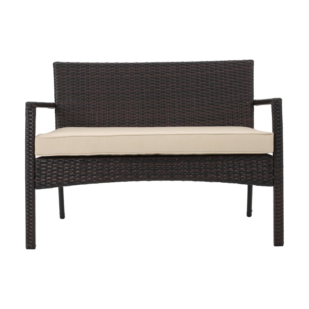 Casie 4pc Outdoor Set, 1 Table 2 Accent Chairs 1 Loveseat, Brown Rattan -BM321321