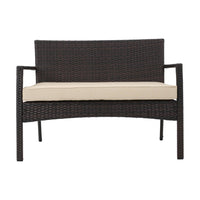 Casie 4pc Outdoor Set, 1 Table 2 Accent Chairs 1 Loveseat, Brown Rattan -BM321321