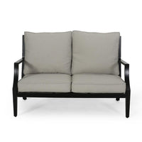 Disa 2pc Loveseat and Coffee Table, Light Beige Cushions, Black Aluminium -BM321323