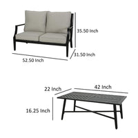 Disa 2pc Loveseat and Coffee Table, Light Beige Cushions, Black Aluminium -BM321323