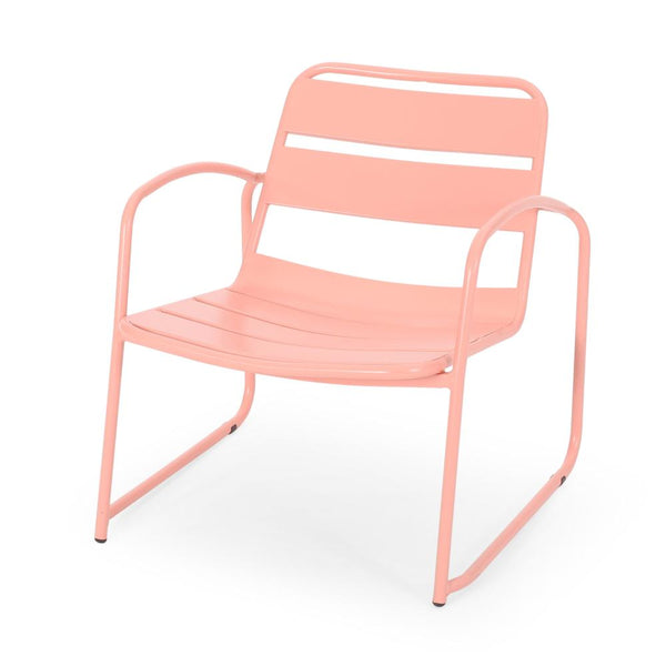 Gigi Outdoor Accent Chair Set of 2, Powder Coated Iron in Peach Finish -BM321325