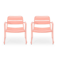 Gigi Outdoor Accent Chair Set of 2, Powder Coated Iron in Peach Finish