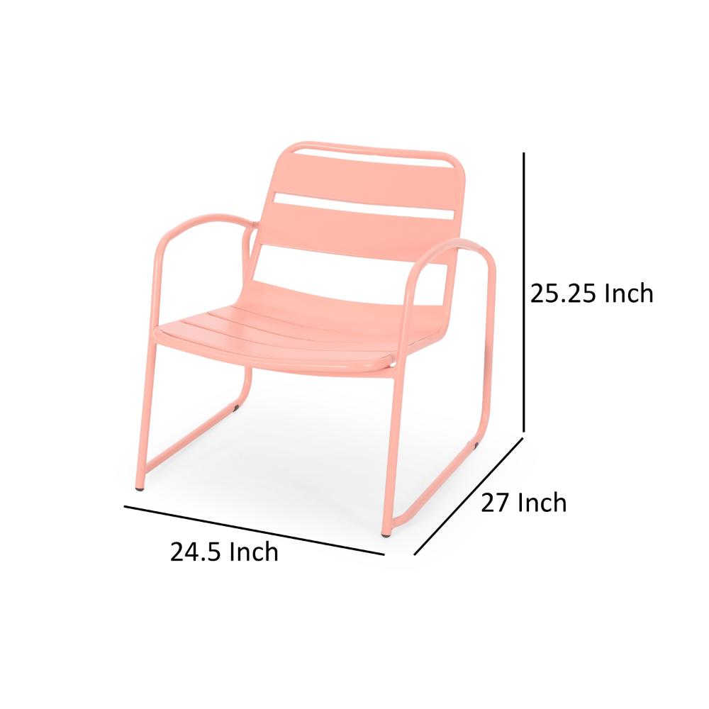 Gigi Outdoor Accent Chair Set of 2, Powder Coated Iron in Peach Finish -BM321325
