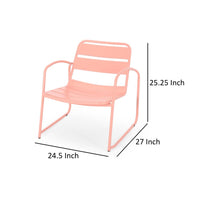 Gigi Outdoor Accent Chair Set of 2, Powder Coated Iron in Peach Finish -BM321325