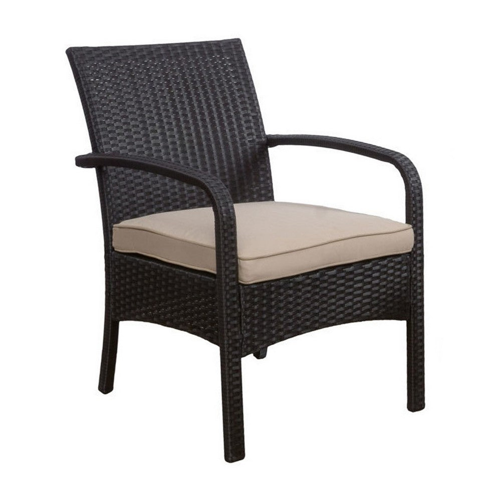 Orry 4pc Outdoor Table Set, 1 Loveseat, 2 Accent Chairs, Tan, Brown Rattan -BM321326