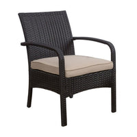 Orry 4pc Outdoor Table Set, 1 Loveseat, 2 Accent Chairs, Tan, Brown Rattan -BM321326