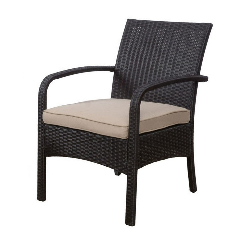 Orry 4pc Outdoor Table Set, 1 Loveseat, 2 Accent Chairs, Tan, Brown Rattan -BM321326