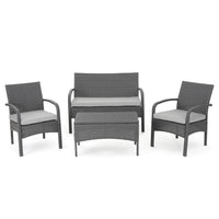 Orry 4pc Outdoor Table Set, 1 Loveseat, 2 Accent Chairs, Dark Gray Finish -BM321327