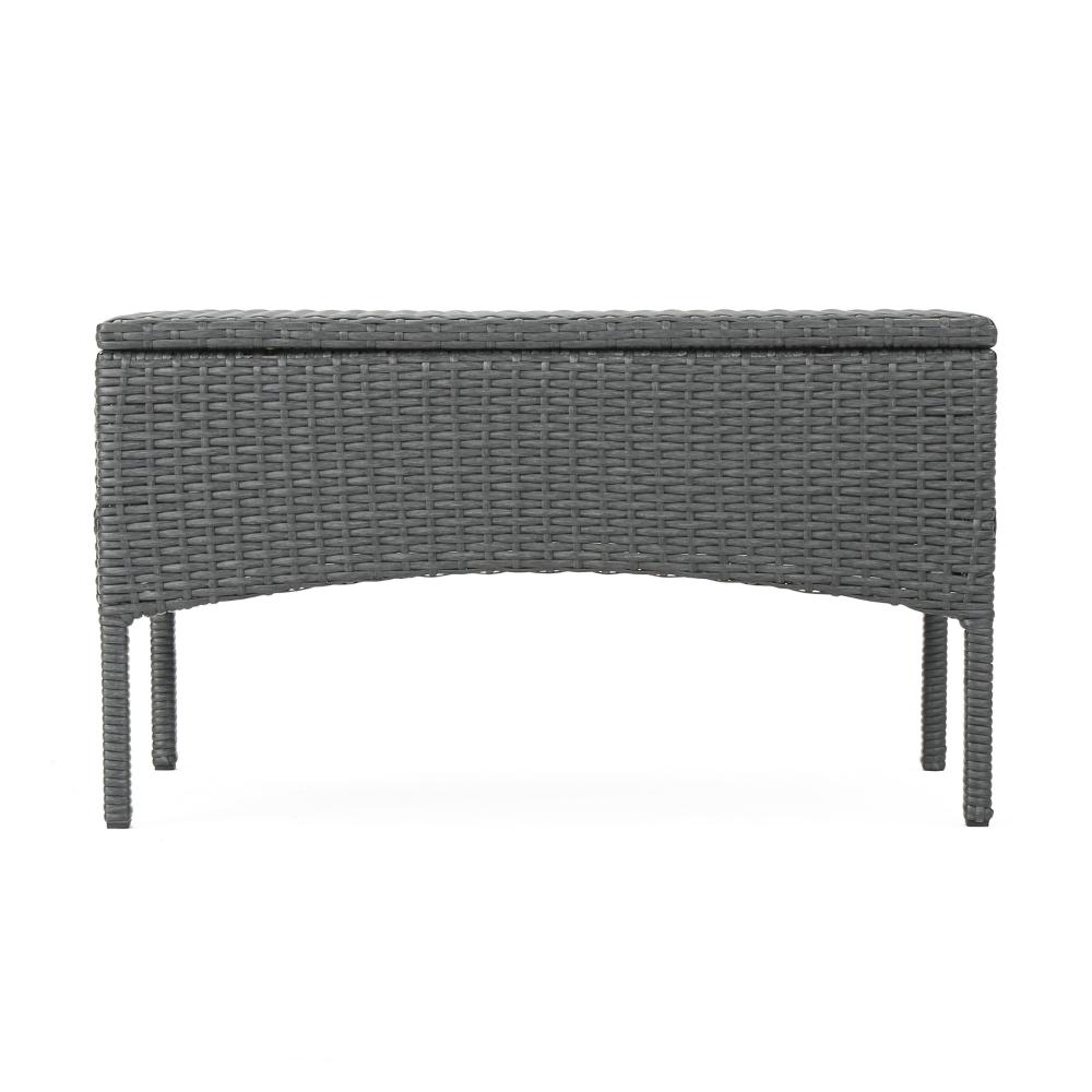 Orry 4pc Outdoor Table Set, 1 Loveseat, 2 Accent Chairs, Dark Gray Finish -BM321327
