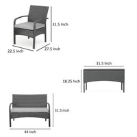 Orry 4pc Outdoor Table Set, 1 Loveseat, 2 Accent Chairs, Dark Gray Finish -BM321327