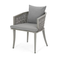Ruble Accent Chair Set of 2, Gray Waterproof Fabric, Outdoor Rattan, Iron -BM321328