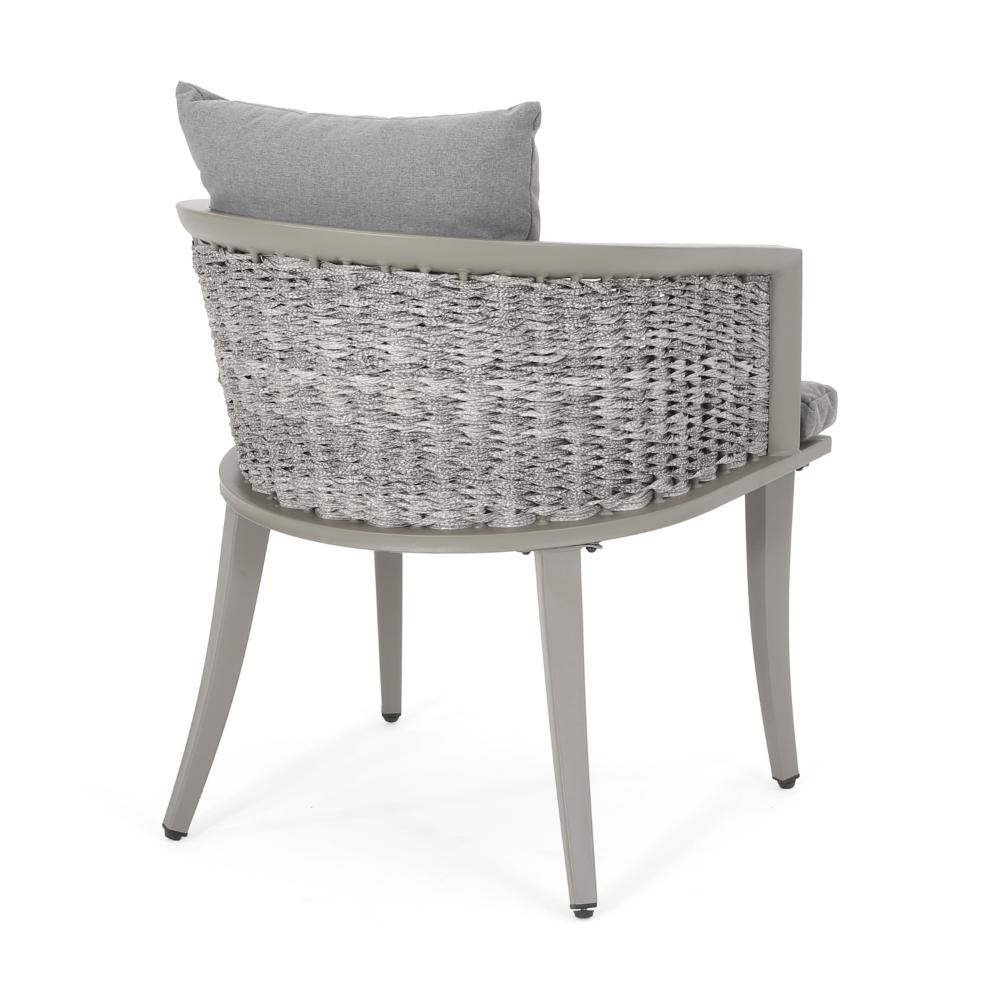 Ruble Accent Chair Set of 2, Gray Waterproof Fabric, Outdoor Rattan, Iron -BM321328