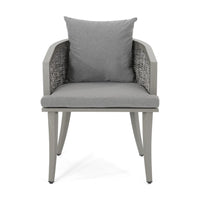 Ruble Accent Chair Set of 2, Gray Waterproof Fabric, Outdoor Rattan, Iron -BM321328