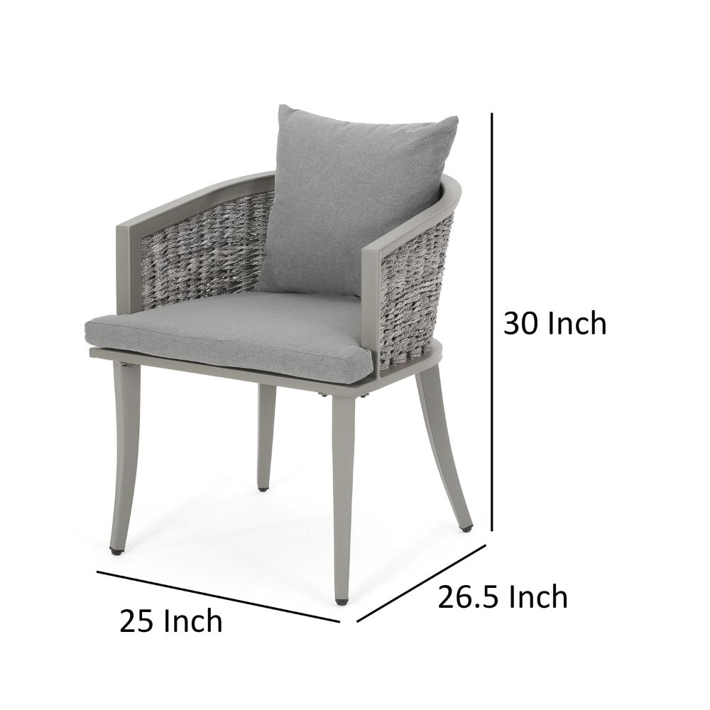Ruble Accent Chair Set of 2, Gray Waterproof Fabric, Outdoor Rattan, Iron -BM321328