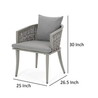Ruble Accent Chair Set of 2, Gray Waterproof Fabric, Outdoor Rattan, Iron -BM321328