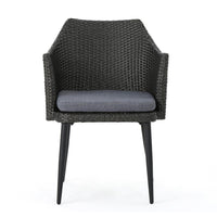 Kenny Outdoor Accent Chair Set of 2, Gray Polyester, PE Rattan, Iron -BM321330