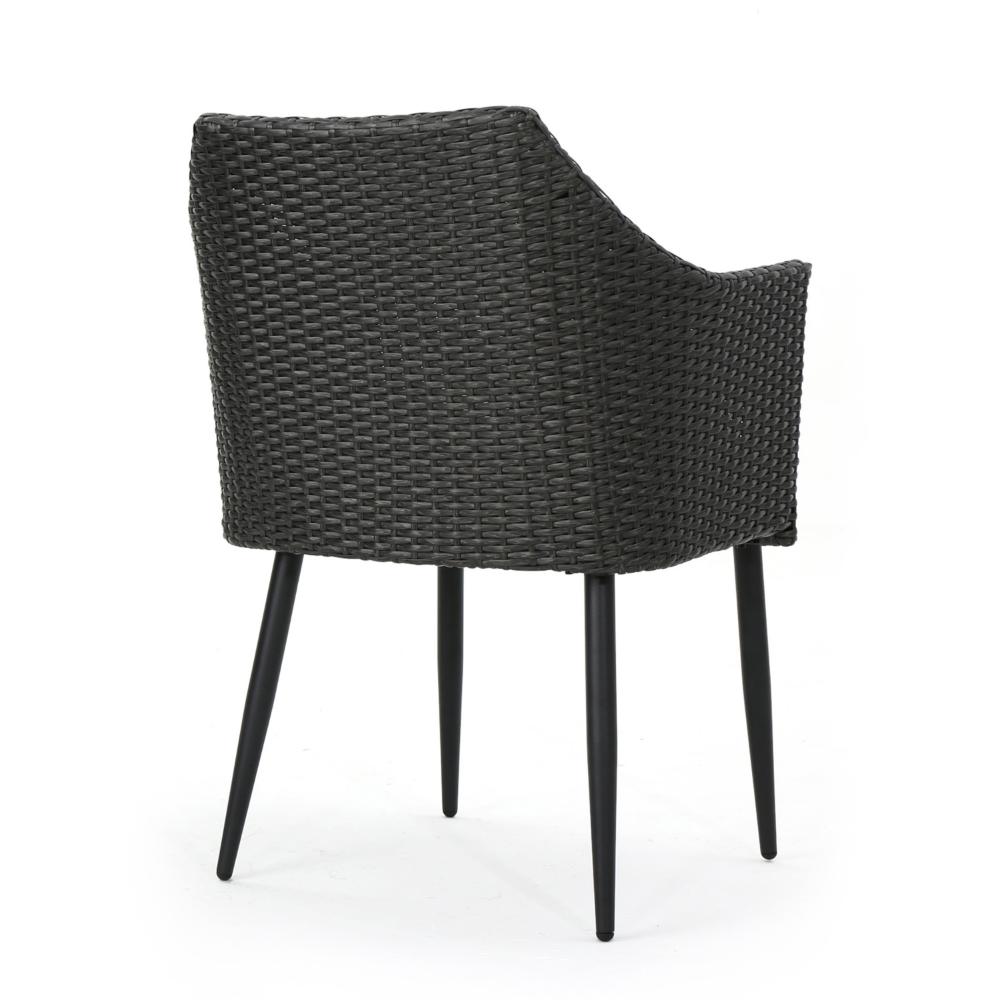 Kenny Outdoor Accent Chair Set of 2, Gray Polyester, PE Rattan, Iron -BM321330