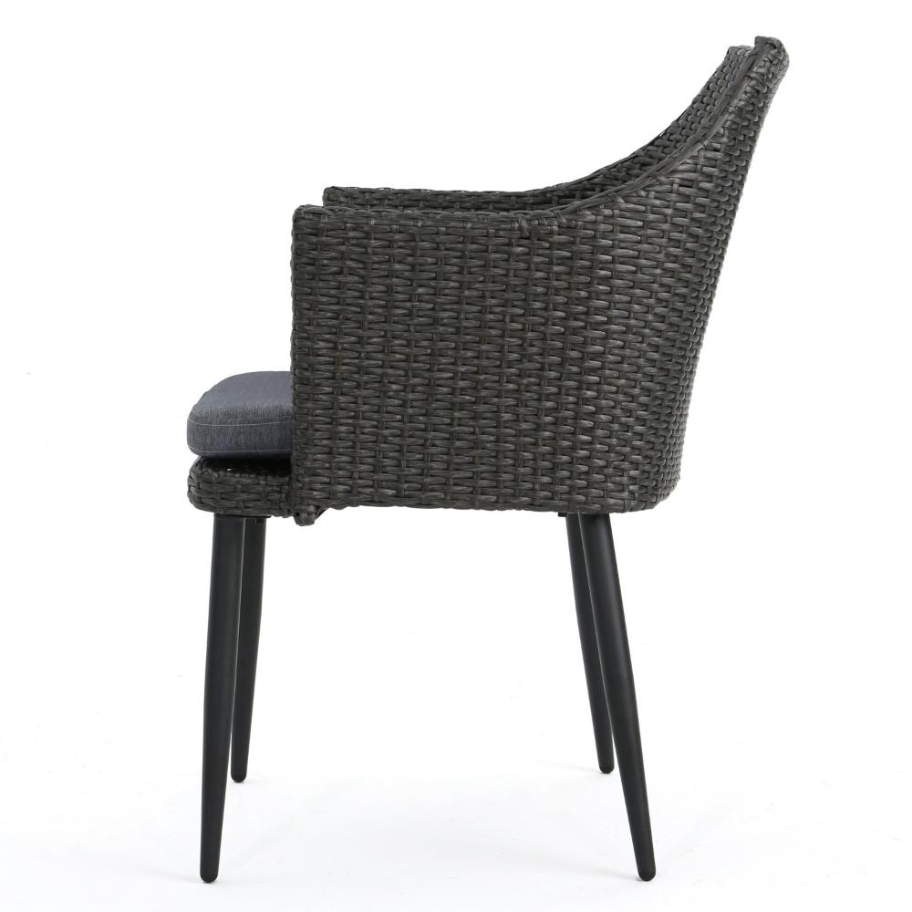 Kenny Outdoor Accent Chair Set of 2, Gray Polyester, PE Rattan, Iron -BM321330