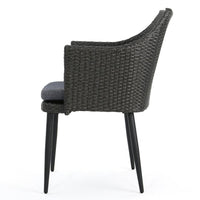 Kenny Outdoor Accent Chair Set of 2, Gray Polyester, PE Rattan, Iron -BM321330