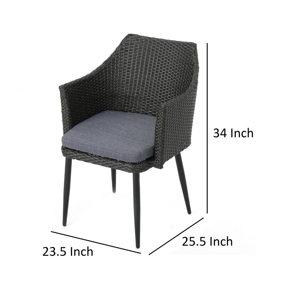 Kenny Outdoor Accent Chair Set of 2, Gray Polyester, PE Rattan, Iron -BM321330