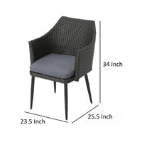 Kenny Outdoor Accent Chair Set of 2, Gray Polyester, PE Rattan, Iron -BM321330