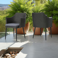 Kenny Outdoor Accent Chair Set of 2, Gray Polyester, PE Rattan, Iron -BM321330