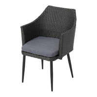 Kenny 3pc Outdoor Accent Chair Set with 1 Table, Blue, Gray PE Rattan, Iron -BM321331