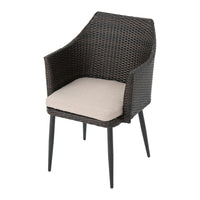 Kenny 3pc Outdoor Accent Chair Set, 1 Table, White, Brown Rattan, Iron -BM321332