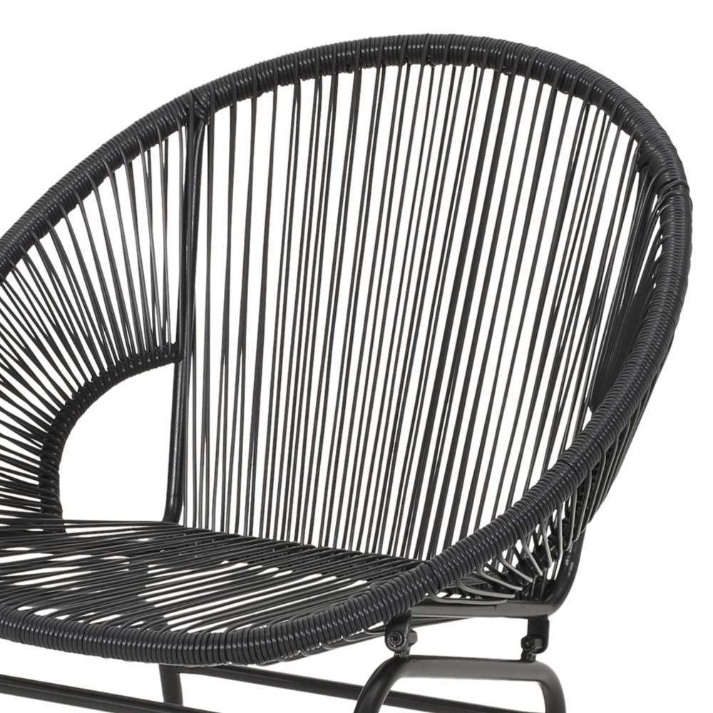 Sanu Outdoor Accent Chair Set of 2, PE Rattan, Black Iron, Round Backrests -BM321334