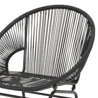 Sanu Outdoor Accent Chair Set of 2, PE Rattan, Black Iron, Round Backrests -BM321334