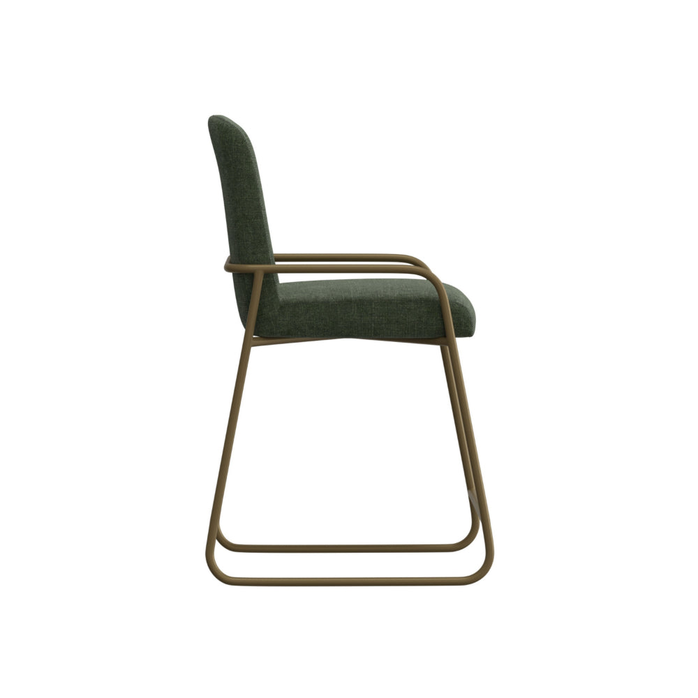 Suze Counter Height Chair, Arch Back, Gold Iron, Olive Green Polyester  -BM321484