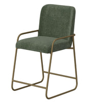 Suze Counter Height Chair, Arch Back, Gold Iron, Olive Green Polyester  -BM321484