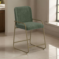Suze Counter Height Chair, Arch Back, Gold Iron, Olive Green Polyester  -BM321484