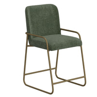Suze Counter Height Chair, Arch Back, Gold Iron, Olive Green Polyester  -BM321484