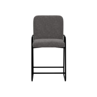 Suze Counter Height Chair, Arched Back, Black Iron, Dark Gray Polyester -BM321485