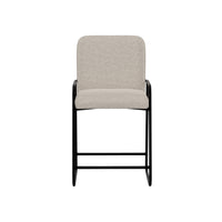 Suze Counter Height Chair, Arched Back, Black Iron, Light Beige Polyester -BM321486