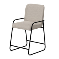 Suze Counter Height Chair, Arched Back, Black Iron, Light Beige Polyester -BM321486