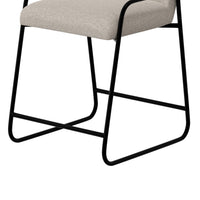 Suze Counter Height Chair, Arched Back, Black Iron, Light Beige Polyester -BM321486