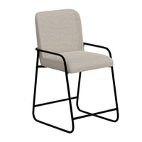 Suze Counter Height Chair, Arched Back, Black Iron, Light Beige Polyester -BM321486