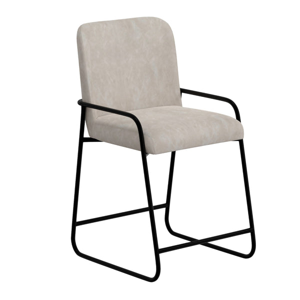 Suze Counter Height Chair, Black Iron Legs, Snow Gray Performance Fabric -BM321488
