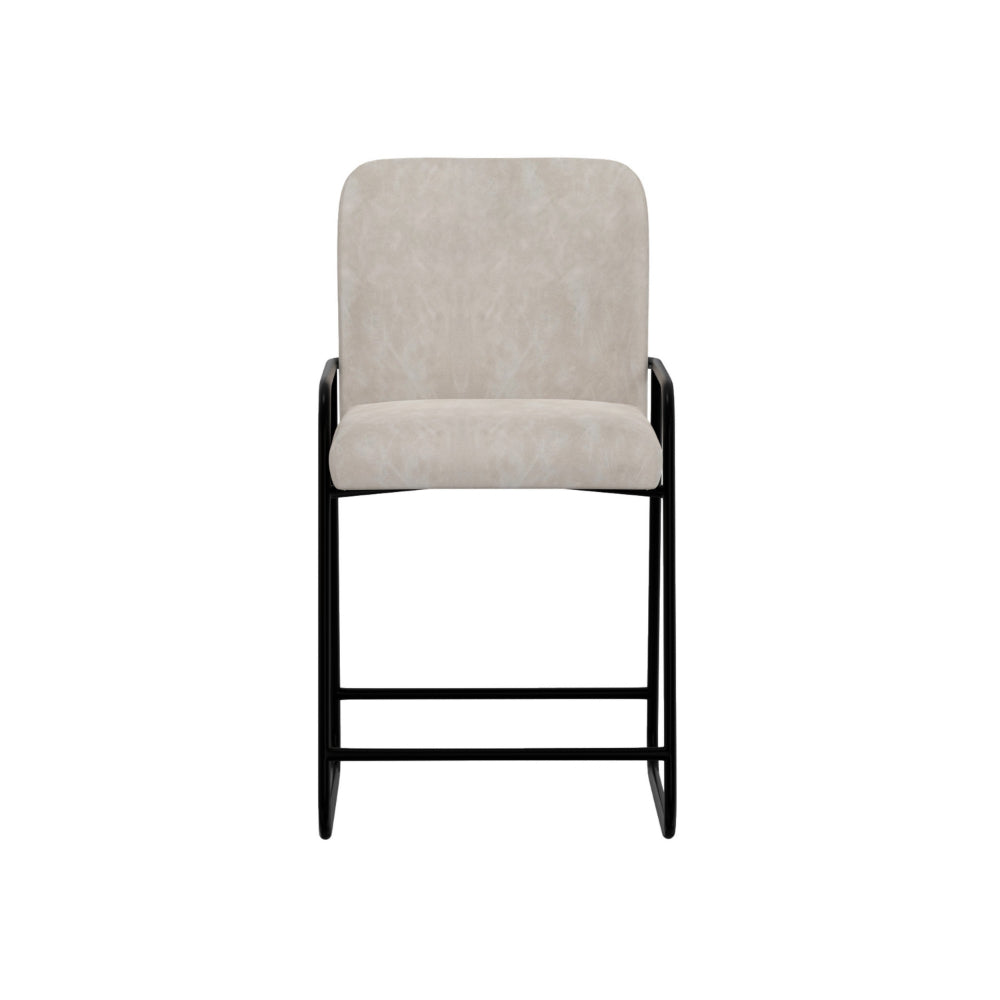 Suze Counter Height Chair, Black Iron Legs, Snow Gray Performance Fabric -BM321488