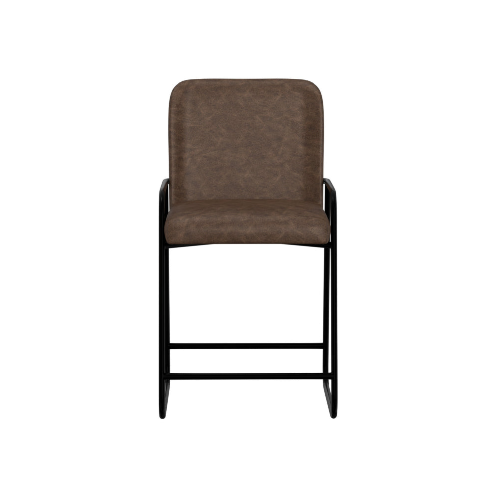 Suze Counter Height Chair, Black Iron, Hickory Brown Performance Fabric -BM321489