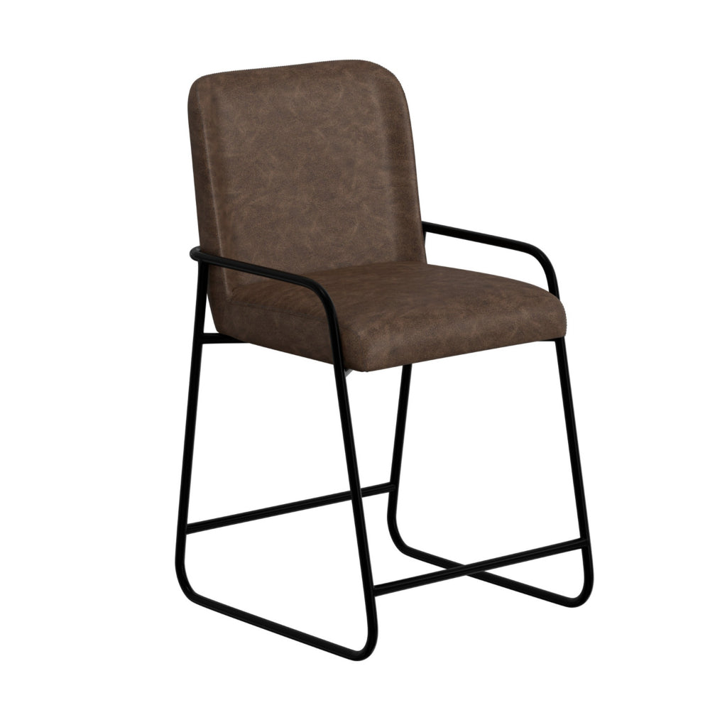 Suze Counter Height Chair, Black Iron, Hickory Brown Performance Fabric -BM321489