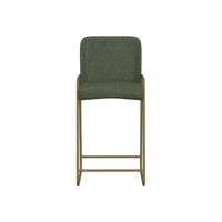 Suze Barstool Chair with Arched Back, Gold Iron, Olive Green Polyester  -BM321490