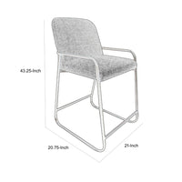 Suze Barstool Chair with Arched Back, Gold Iron, Olive Green Polyester  -BM321490
