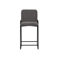 Suze Barstool Chair with Arched Back, Black Iron Frame, Gray Polyester  -BM321491