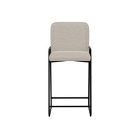 Suze Barstool Chair with Arched Back, Black Iron Frame, Beige Polyester  -BM321492